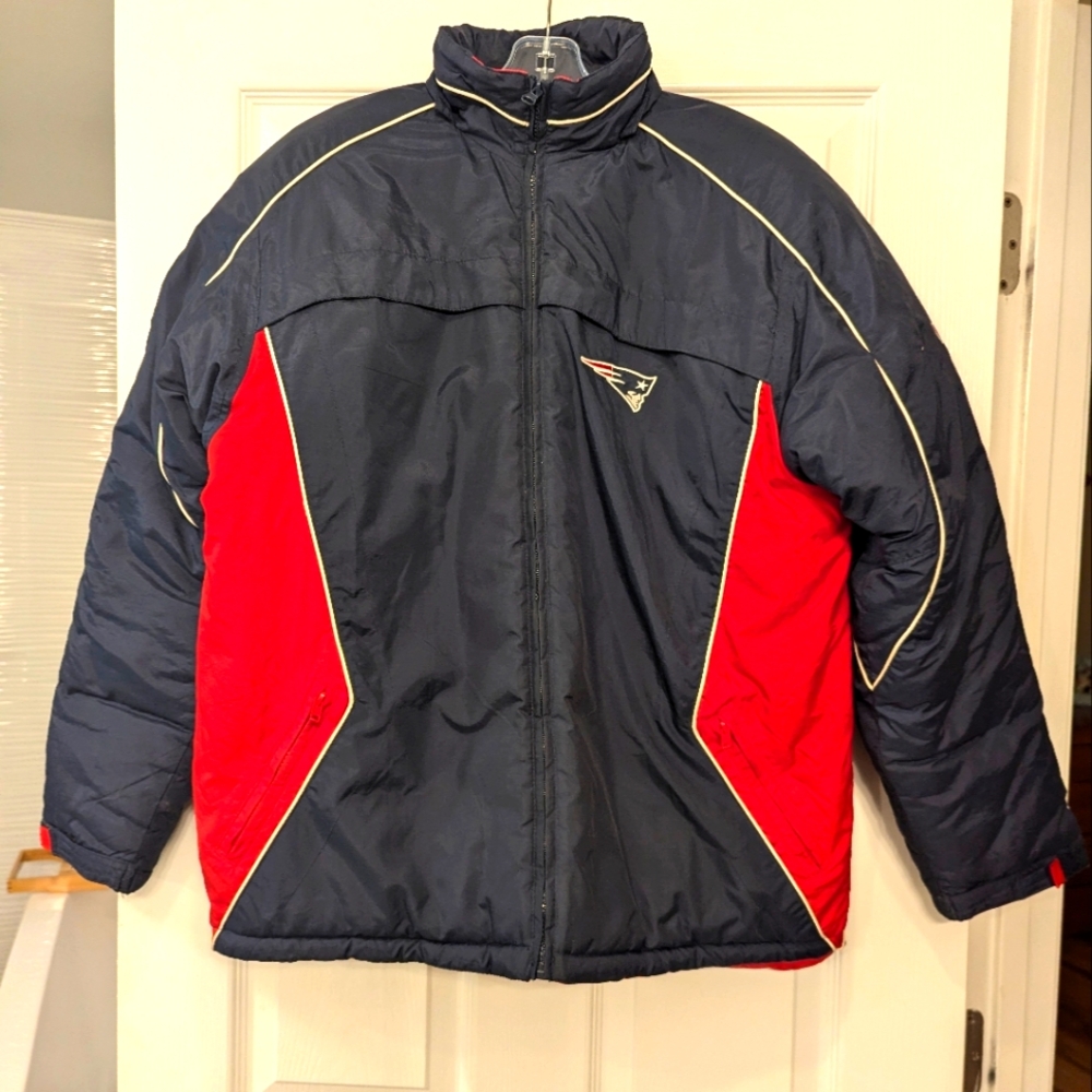 New England Patriots NFL fleece lined puffer ski jacket coat full zip XL/16-18